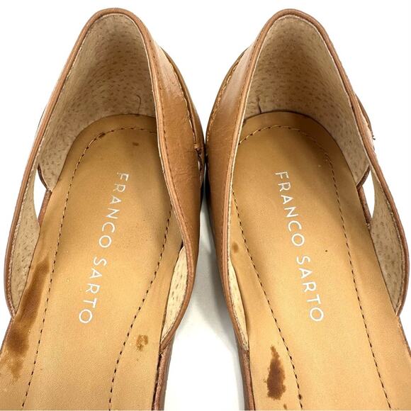 Franco Sarto Vivace Flat Sandal Sz 9.5 Orange & Tan Leather Open Toe Padded New - Picture 11 of 14